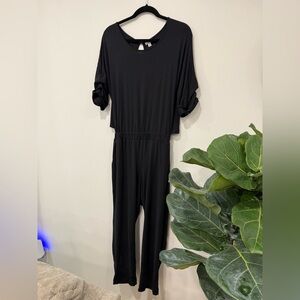 Cuyana Black Short-Sleeve Jumpsuit